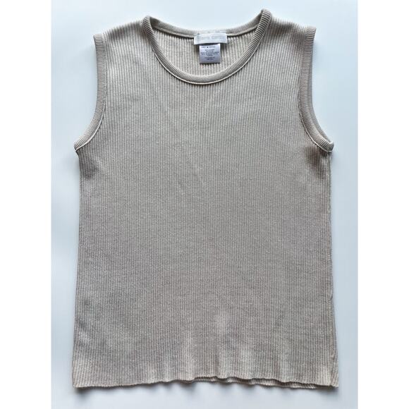 Women's Pierre Cardin Neutral Beige Knit Sweater Tank Size Medium - Picture 1 of 6